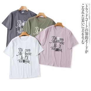 F7932外贸日单女生学院风休闲T恤新款 圆领套头字母印花百搭短袖