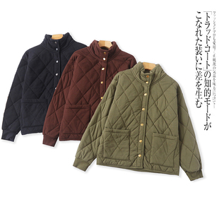 休闲棉服 宽松大码 J914外贸欧美单女士棉衣2025秋冬新款 立领薄款