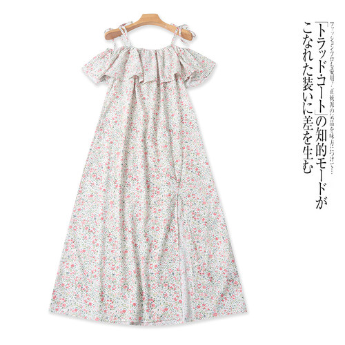 AA9422外贸欧美单时尚女士连衣裙新款一字领露肩碎花裙减龄吊带裙