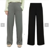 松紧腰高腰纯色显瘦长裤 新款 秋季 BB0254外贸欧美单女士直筒裤