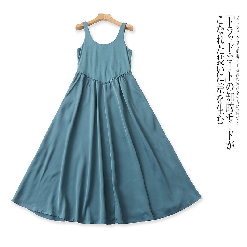 JJ2630外贸欧美单女士背心连衣裙新款U领收腰显瘦气质大裙摆长裙