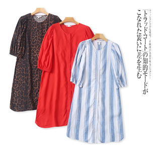 气质休闲宽松长裙 时尚 JJ4566外贸欧美单女士连衣裙新款 圆领七分袖