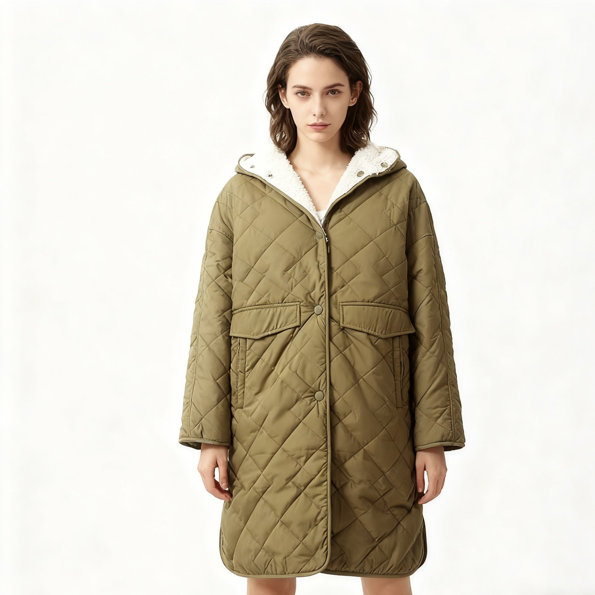 K5576外贸欧美单女士棉衣冬季新款连帽绗缝加绒保暖中长款棉服,女装/女士精品,棉衣/棉服,淘宝优惠券,粉丝福利购,淘宝优惠卷