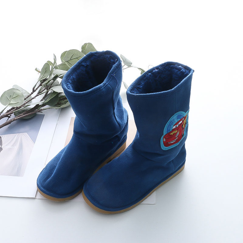 DT97外贸儿童雪地靴冬季新款卡通印花加绒保暖男童防滑中筒棉靴