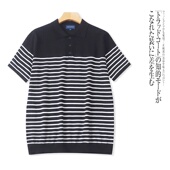 新款 E9525外贸欧美单男士 春季 针织衫 POLO领条纹拼色宽松上衣 短袖