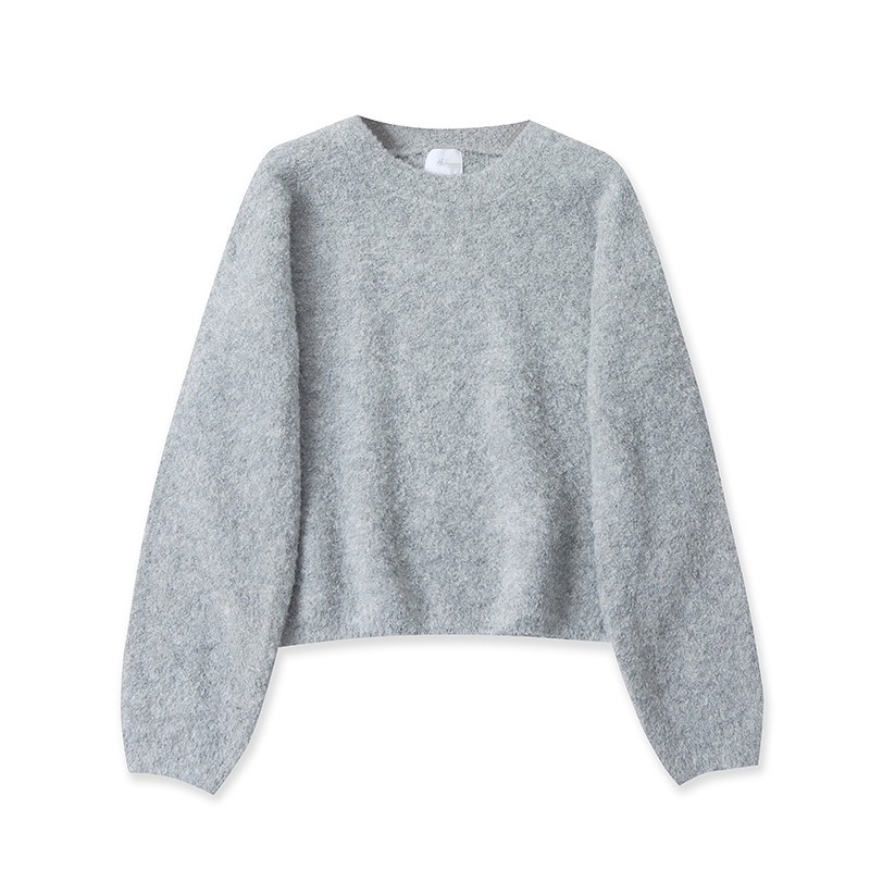 FF5965外贸欧美单女装毛衣新款圆领套头纯色宽松百搭打底针织衫