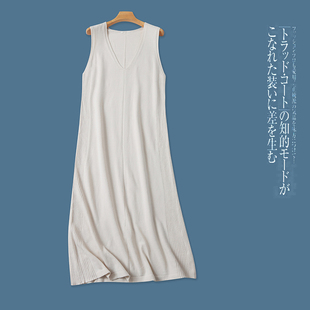 休闲连衣裙 V领背心裙宽松百搭时尚 外贸日单女士无袖 针织裙新款