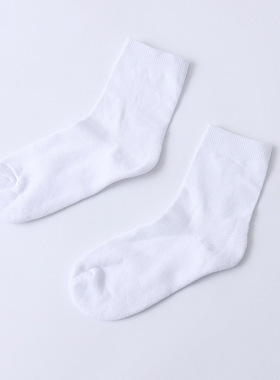 A6322外贸纯色棉袜秋冬新款男女通用防滑保暖白色中筒袜