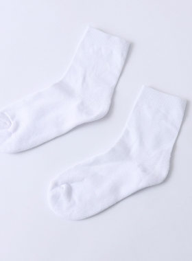 A6322外贸纯色棉袜秋冬新款男女通用防滑保暖白色中筒袜