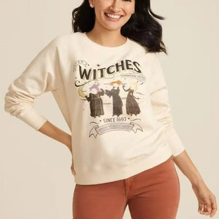 外贸欧美单学院风女生卫衣秋季新款圆领套头抓绒宽松大码胖MM上衣