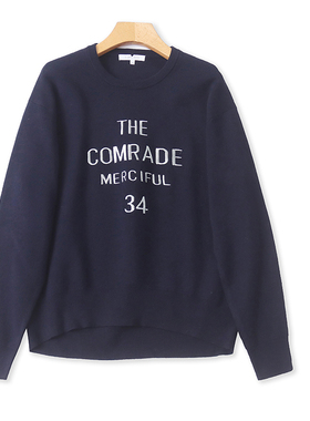 I9890外贸欧美单女士针织衫新款圆领套头绣花宽松百搭时尚毛衣