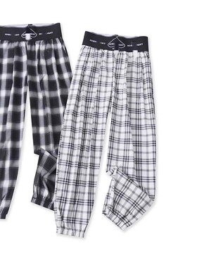 外贸日单女士格子拼色休闲裤夏款松紧腰高腰宽松束脚九分哈伦裤