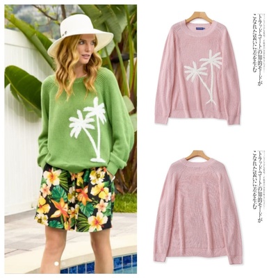 外贸日单学院风女生毛衣2025秋季新款圆领套头宽松慵懒风针织衫