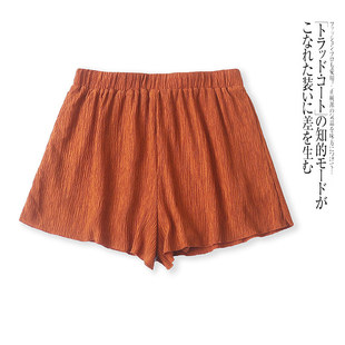 N5298外贸欧美单时尚女士短裤夏季新款松紧腰褶皱设计宽松阔腿裤