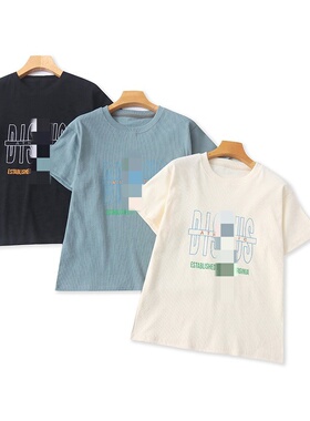 BB4522外贸日单女生学院风休闲T恤春夏新款圆领字母百搭短袖上衣