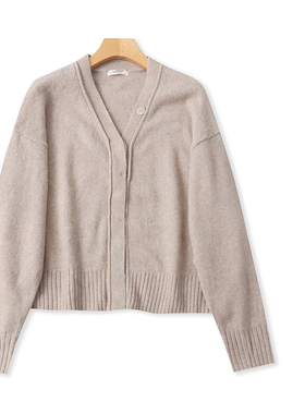 O8653外贸日单女士毛衣开衫新款V领暗扣宽松慵懒风时尚针织衫