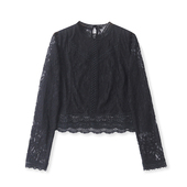 显瘦气质小衫 GG4482外贸欧美单女士蕾丝衫 圆领套头修身 新款 秋季
