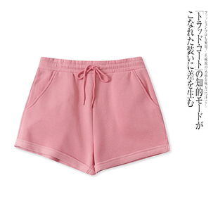 外贸韩版时尚女生休闲加绒短裤冬季新款松紧腰宽松纯色百搭阔腿裤