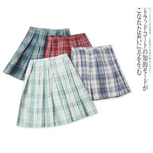 B4427外贸日单学院风小女生JK格裙2026新款高腰格子百褶裙短裙