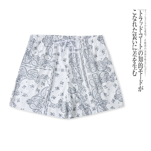 HH4596外贸欧美单时尚 春夏新款 松紧腰宽松五分阔腿裤 复古印花短裤