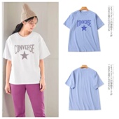 新款 外贸日单学院风女生短袖 T恤2025夏季 圆领套头字母印花上衣