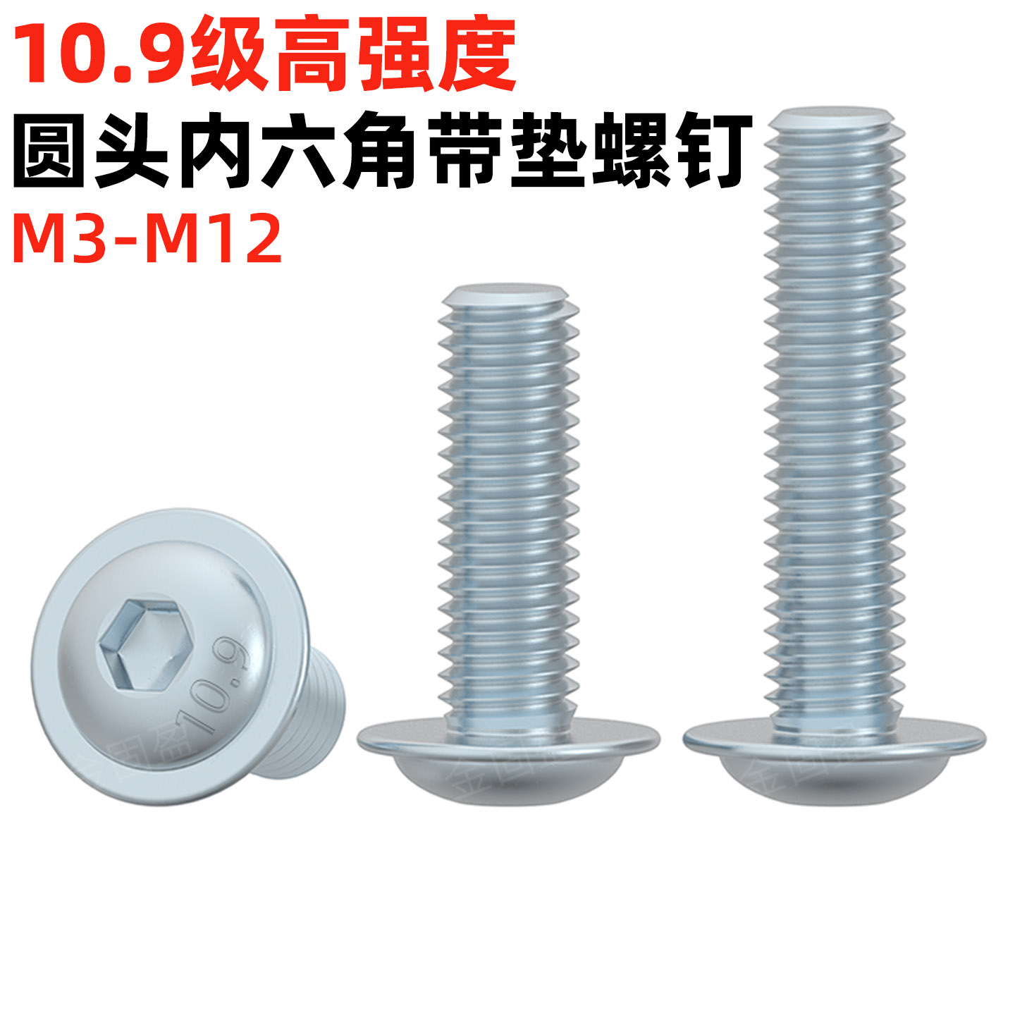 金固盈10.9级镀锌内六角带垫螺钉