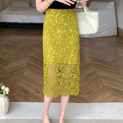 法式蕾丝半身裙女大码2026气质百搭半裙中长裙 a字春夏裙子包臀裙