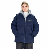 XDFM 美式 PD签字假两件连帽加厚拉链棉服保暖宽松面包服棉衣