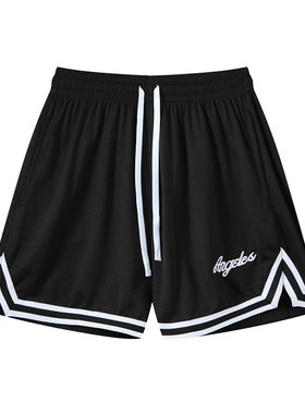 STNP美式刺绣字母复古白边四分裤