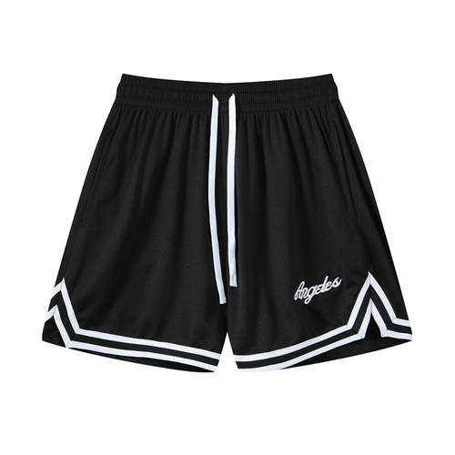 STNP美式刺绣字母复古白边四分裤