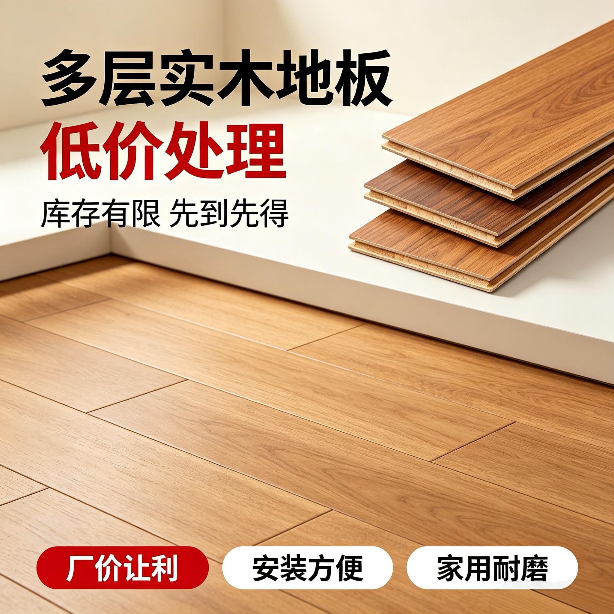 实木多层木地板清仓特价15mm橡木复合E0环保耐磨家用可做地热直销