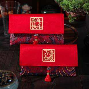 2026马年高档万元布艺新年快乐红包袋财源滚滚恭喜发财福字利是封