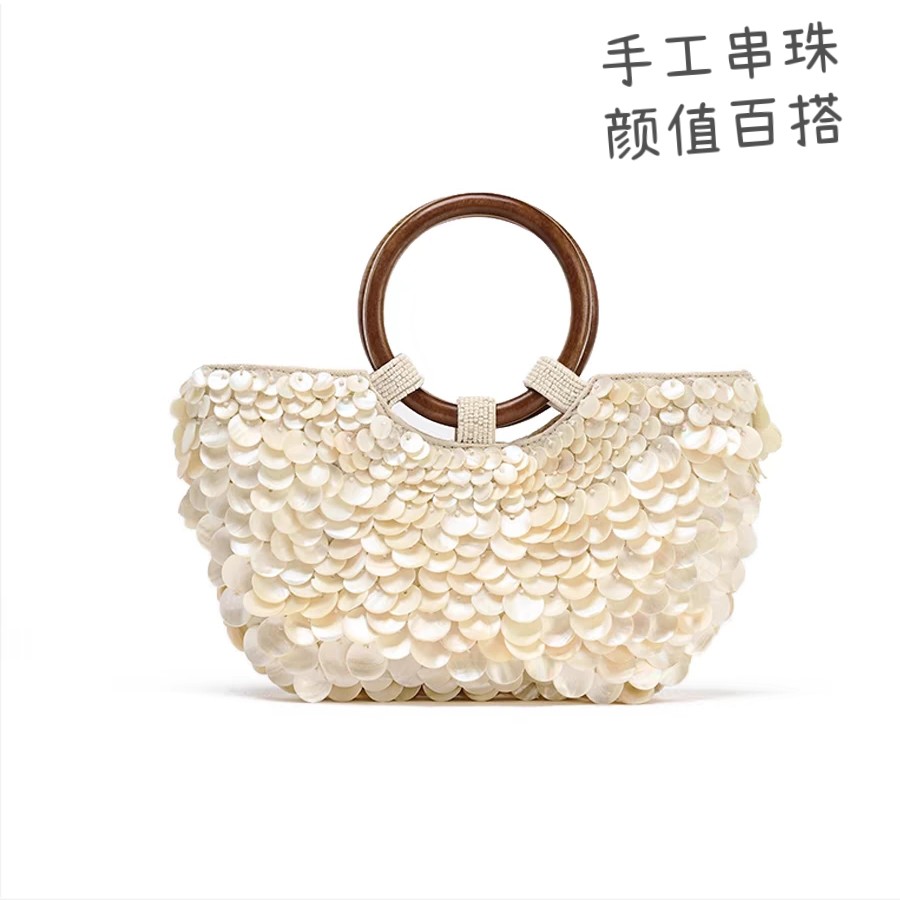 原创设计不规则贝壳包旅游度假沙滩包高级感链条斜挎包女手工贝壳