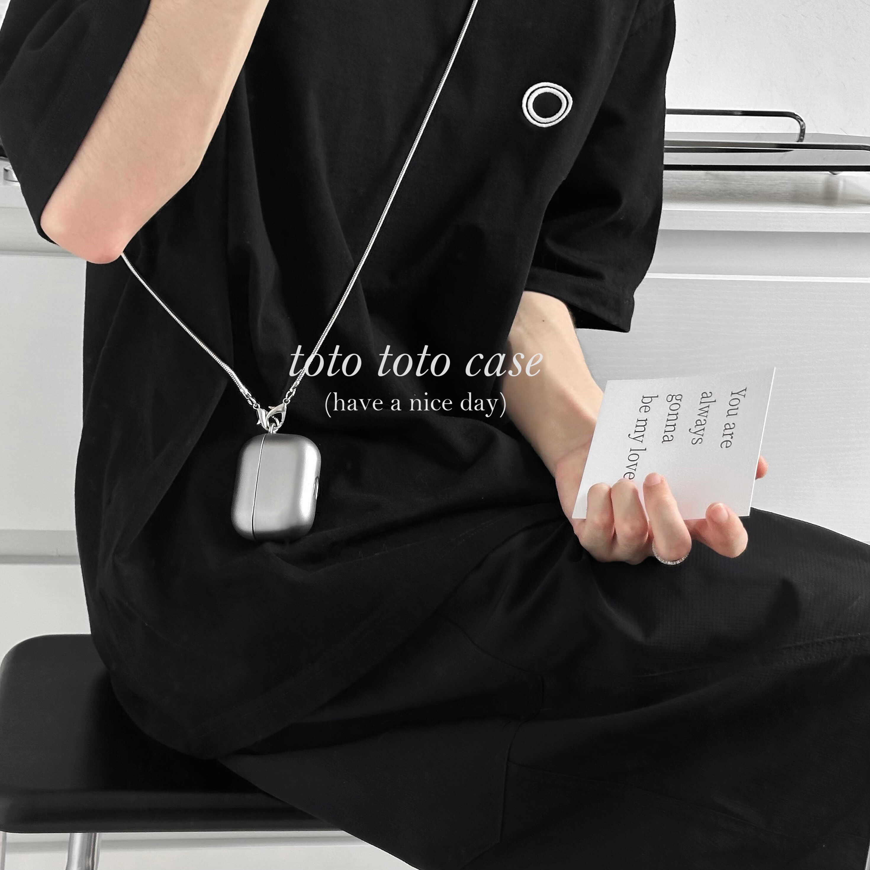 苹果airpodspro银色斜跨耳机壳软