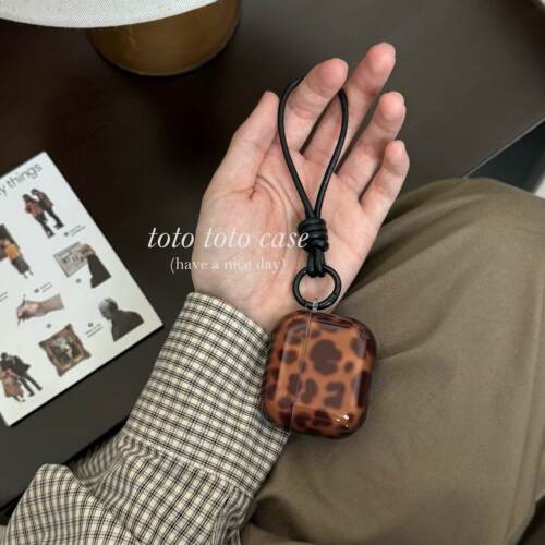 半透琥珀色豹纹Airpods4代耳机套