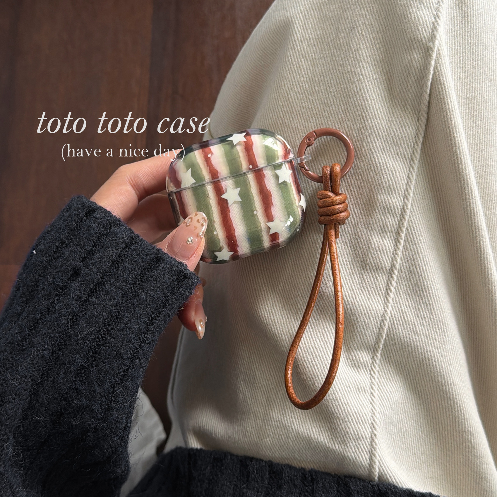 透色复古红绿条纹星星Airpodspro3耳机套新款适用Airpods3代苹果二代保护套皮绳挂件简约款Airpods4代防摔pro,3C数码配件,耳机保护套,淘宝优惠券,粉丝福利购,淘宝优惠卷