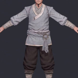 maya c4d古风古代武侠风书生人物角色带骨骼绑定游戏3D模型3dmax