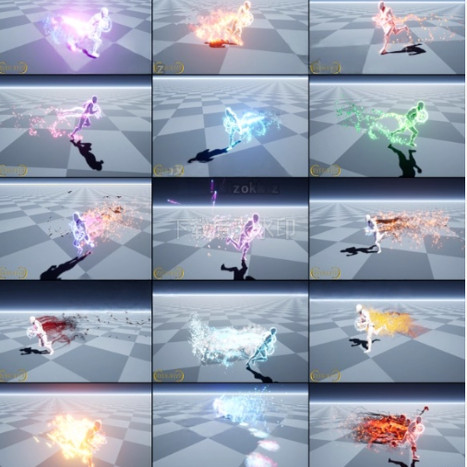 ue5ue4运动卡通特效动效拖尾轨迹动态niagara粒子技能游戏素材包