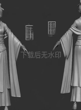 zbrush美女高模源文件美女布料雕刻衣褶古装衣服3d模型