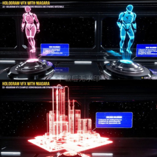 UE5虚幻5HOLOGRAM VFX With Niagara全息投影流动特效半透明材质