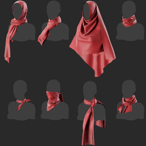 MD Clo3D女装围巾围脖服装3D模型上衣打版白模MD配饰衣服ZPRJ