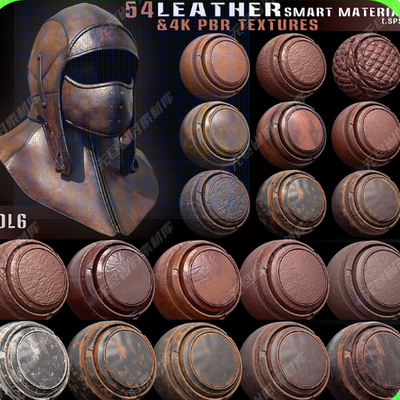 Substance Painter皮革皮甲皮衣皮包智能材质球皮革皮外套