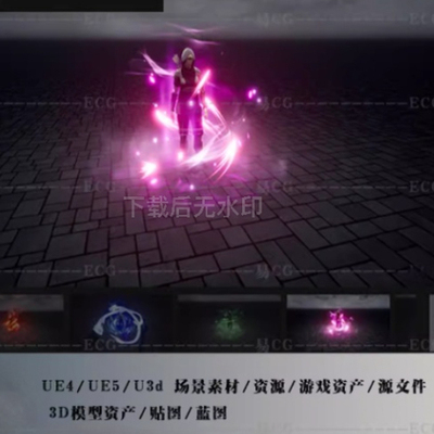 UE5虚幻4风格化特效Niagara KI auras角色光环技能传送治疗回血