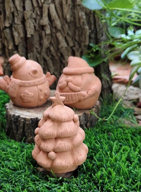 红陶圣诞老人花盆复古做旧多肉绿植盆红陶花盆摆件杂货