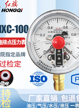 红旗仪表 抗耐震磁助式电接点压力表 YTNXC-100 磁助式30VA带控制