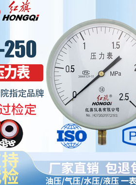 红旗仪表 压力表Y-250 1.6级 0-1mpa水压表油压表气压表