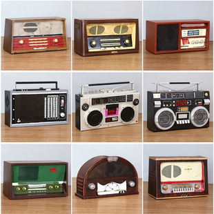 仿古复古电视机照相机打字机收音机放映机电话机铁艺道具模型摆件