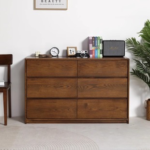 纯实木红橡木九斗柜六斗橱落地电视柜储物柜卧室床尾抽屉收纳1.2