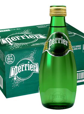 法国进口perrier巴黎水无糖零卡苏打气泡水矿泉水330ml*24瓶整箱