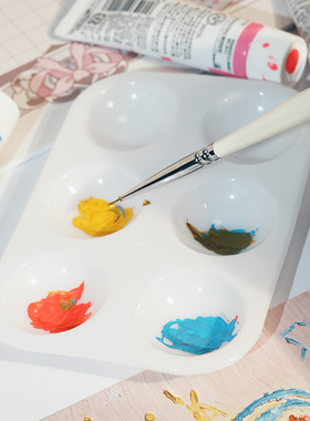 【琥珀川】调色盘6孔塑料长方形丙烯颜料调色盘超轻黏土画脸面状